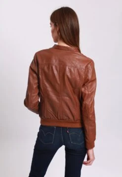 Lee Cooper Leather Jacket With Round Collar - 2 Zipped Side Pockets - - Veste En Cuir - Cognac 8 Lee Cooper Leather Jacket With Round Collar - 2 Zipped Side Pockets - - Veste En Cuir - Cognac -Lee Boutique 34400b1754eb45e3959003e8f32ac50b
